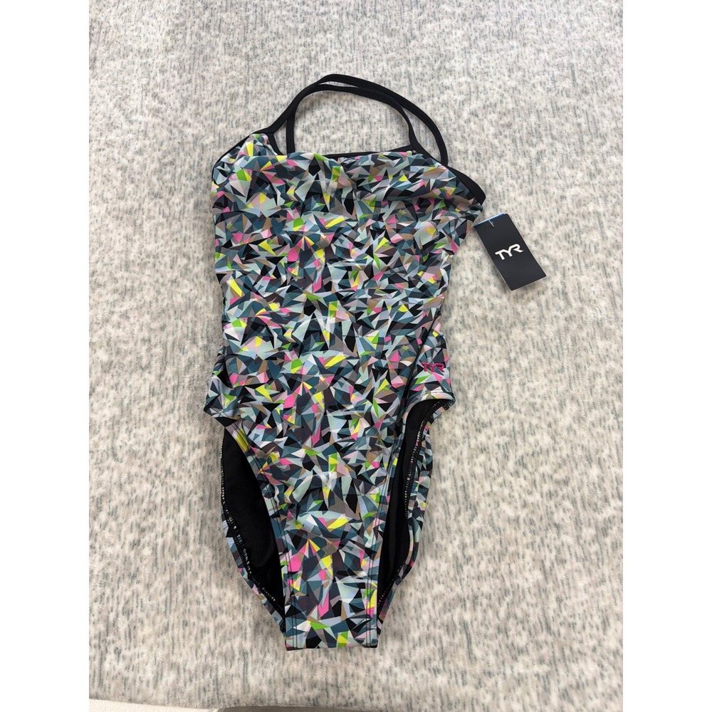 TYR Durafast Elite Trinityfit Swimsuit Women Size 30 Prism Break Multi One Piece